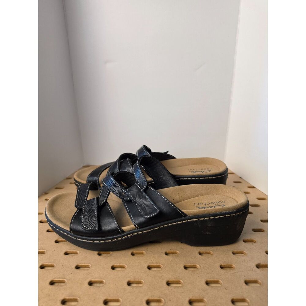 Clarks Collection Ultimate Comfort Sandals Women 9.5 M Black Strappy Comfort